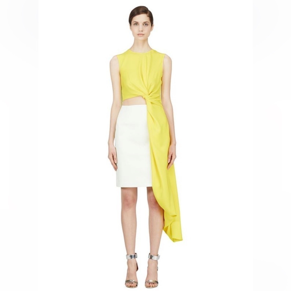 Roksanda Ilincic NEW with tags Layton lime yellow sleeveless  asymmetrical hem
